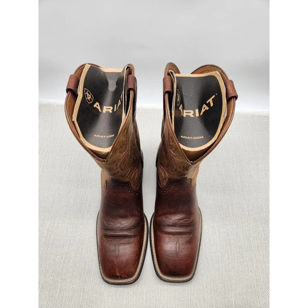 Ariat Size 10 EE Brown Boots Western Cowboy Square Toe Biker 10016291 Flaw